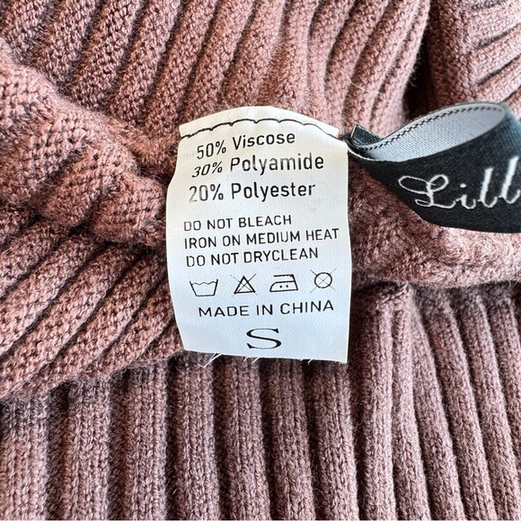 LILLUSORY Turtleneck Oversized Ribbed Tunic Sweater Chocolate Brown S Casual - Picture 15 of 15